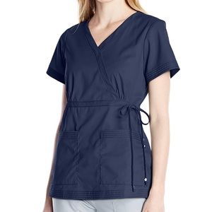 koi Classic Katelyn Mock-Wrap Scrub Shirt Top XS